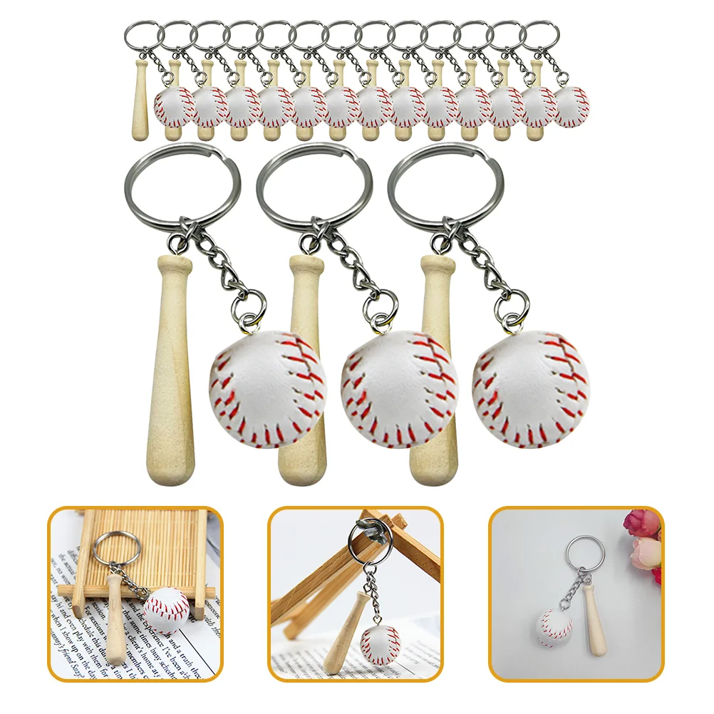 

16 Pcs Key Fob Ring Baseball Keychain Hanging Pendant Sports Keyring Pendants White Keychains for Kids Miss