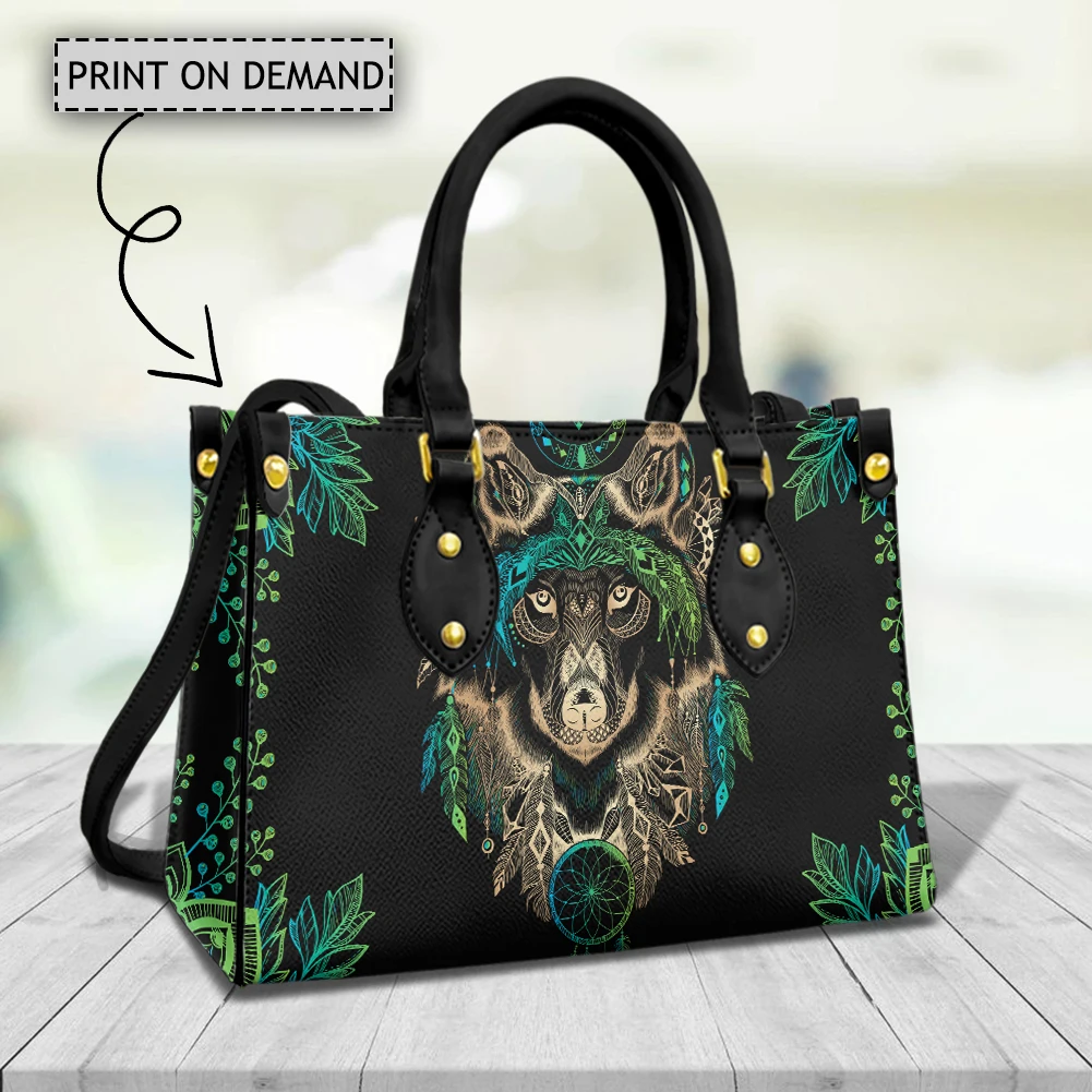 

Tribal Wolf Dream Catcher Pattern Ladies Handbag New Outdoor Casual Shoulder Bag Women Leather Top Handle Totes Bolsas Femininas