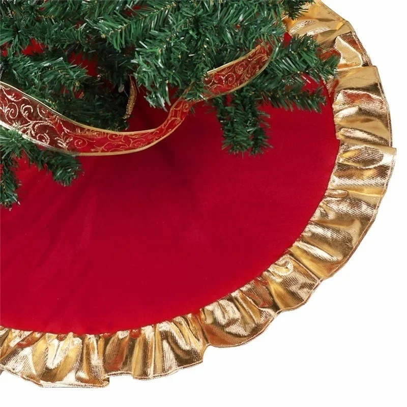 Red Christmas Tree Skirts Plush Faux Fur Carpet Xmas Floor Mat Ornaments Merry Christmas New Year Christmas Tree Decorations