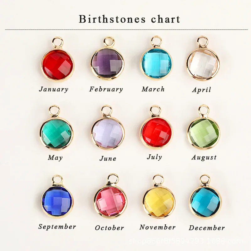 Fashion 12 Colors Birthstones Round Grass Crystal Beads Fit for Custom Engrave Bracelet Bangle Gift for Mother DIY Accessories