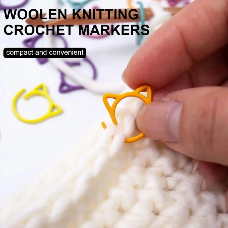 24/48 قطعة القط الأذن المعادن غرزة ماركر إبرة كروشيه قفل ماركر حلقة إبرة كروشيه قفل غرزة ماركر لأدوات الحياكة #3