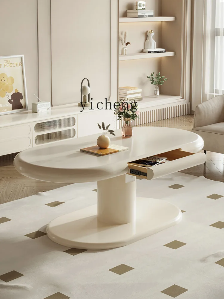 CZ Adjustable Coffee Table Double-Use Household Modern Simple Small Apartment Multi-Functional Stone Plate