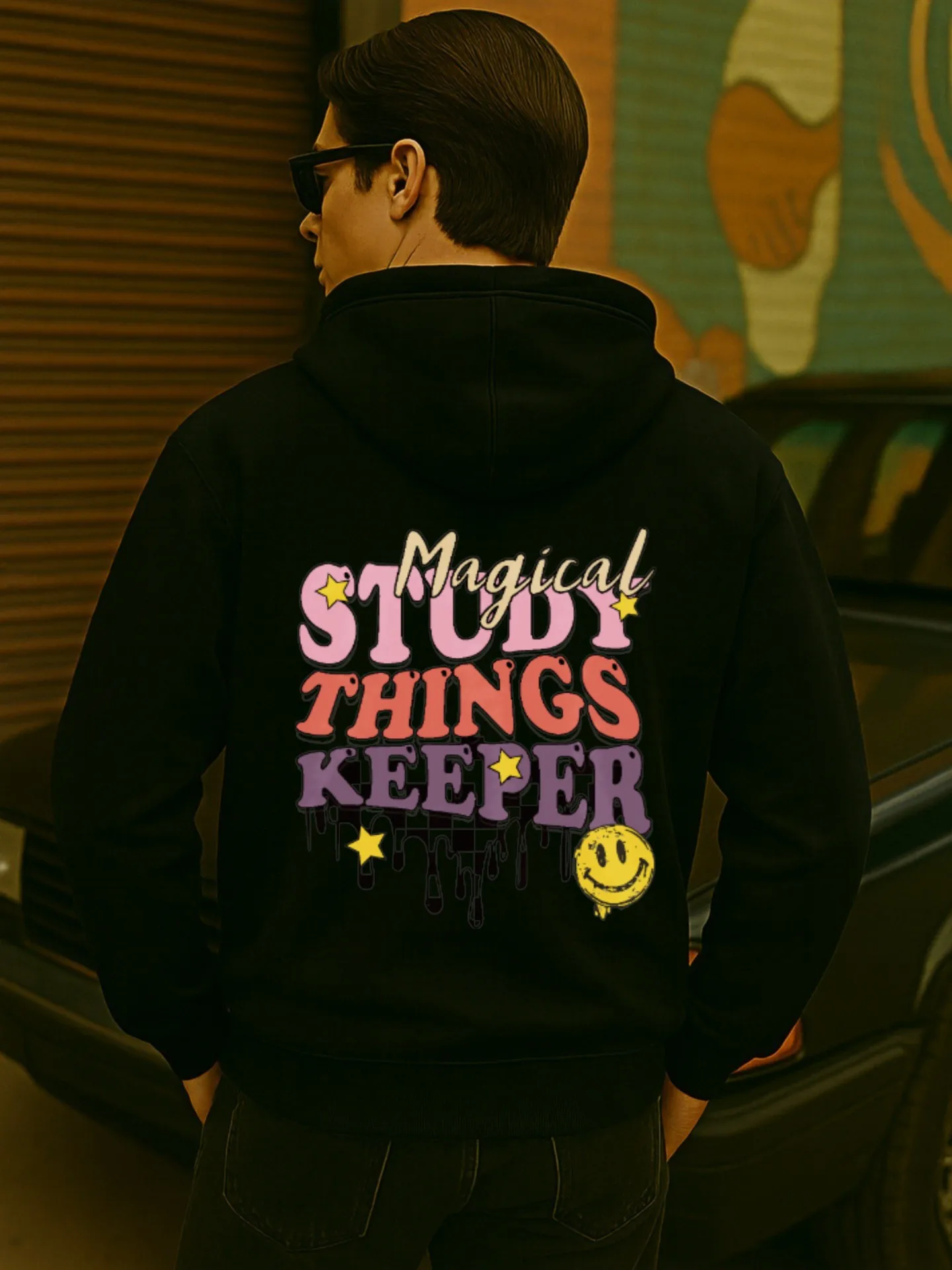 هوديي برسومات للرجال، طباعة جرافيك كاجوال عتيقة، مبطن بالصوف، للرجال، للارتداء اليومي