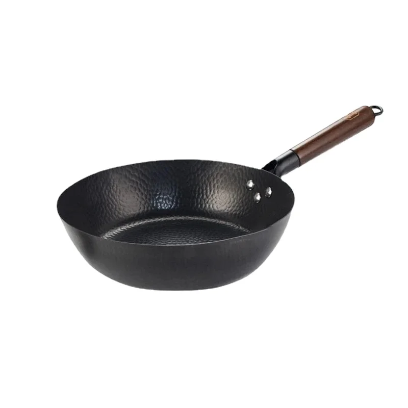 28cm Wok Pan Steak Cooking Pot Non Stick Pancake Pans Handmade Cast Iron Frying Gas Stove Induction Kitchen Cookware Wok Pan