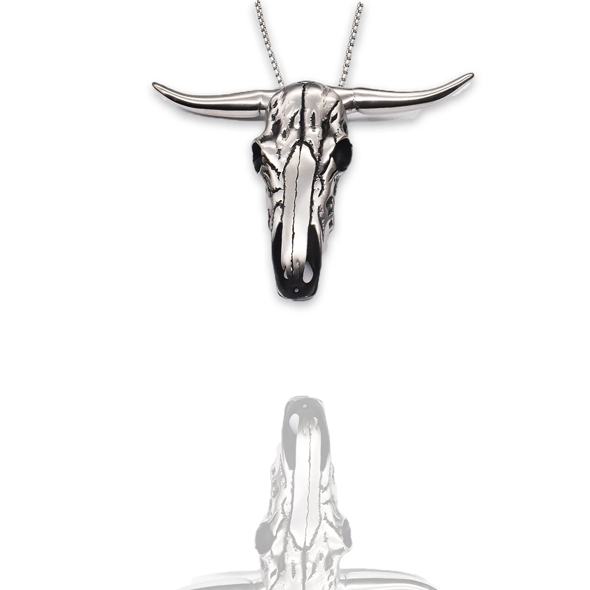 Bull head pendant necklace clasp with detachable horns - Western-style decoration