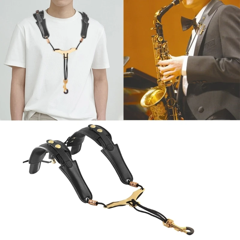 Saxophone Shoulder Neck Strap Adjustable Sax Black Double Shoulder Strap Harness Sax Musical Instruments Accessries