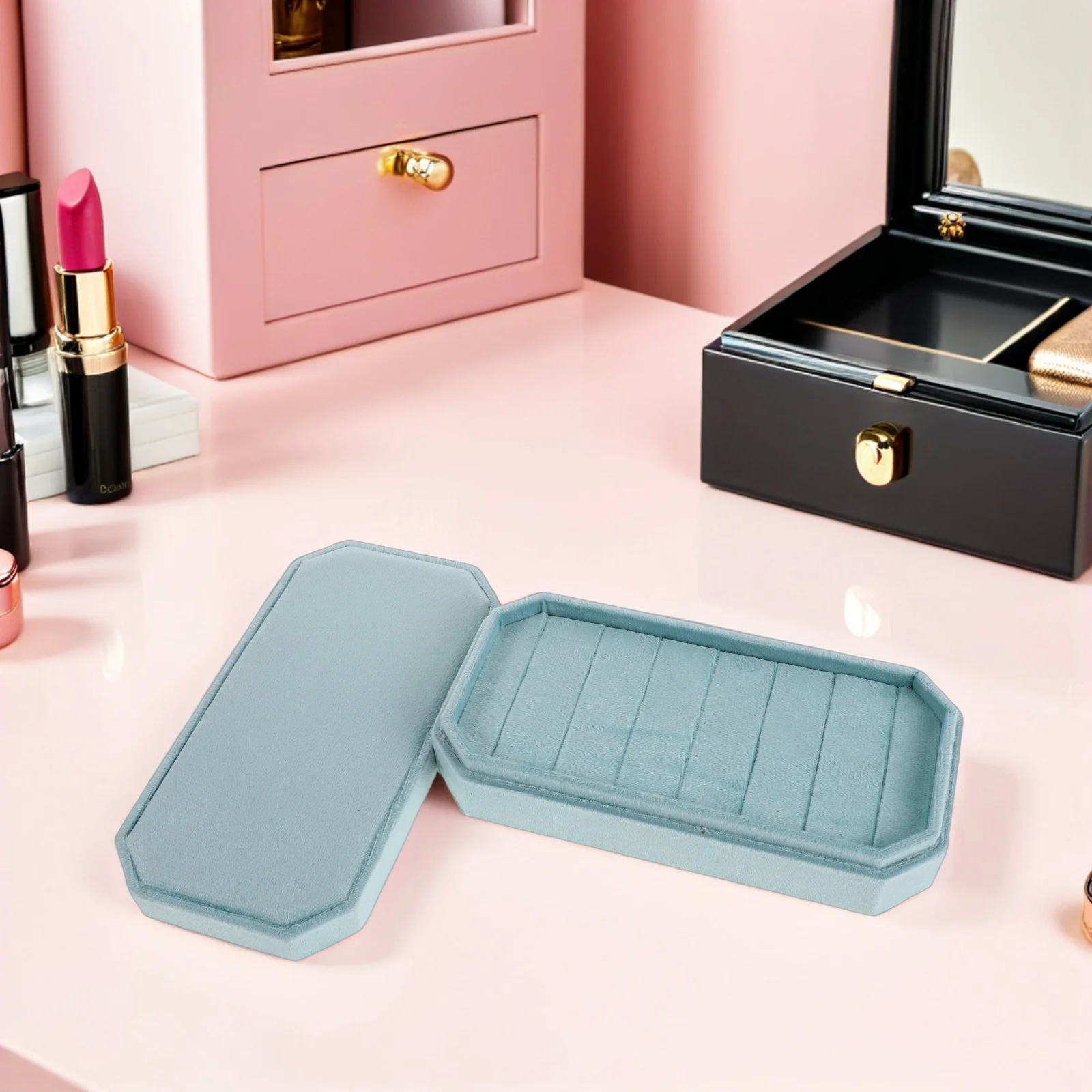 

Jewelry Storage Box Small Organizer Case For Women Portable Travel Jewelry Box Scratch Resistant Octagonal Design