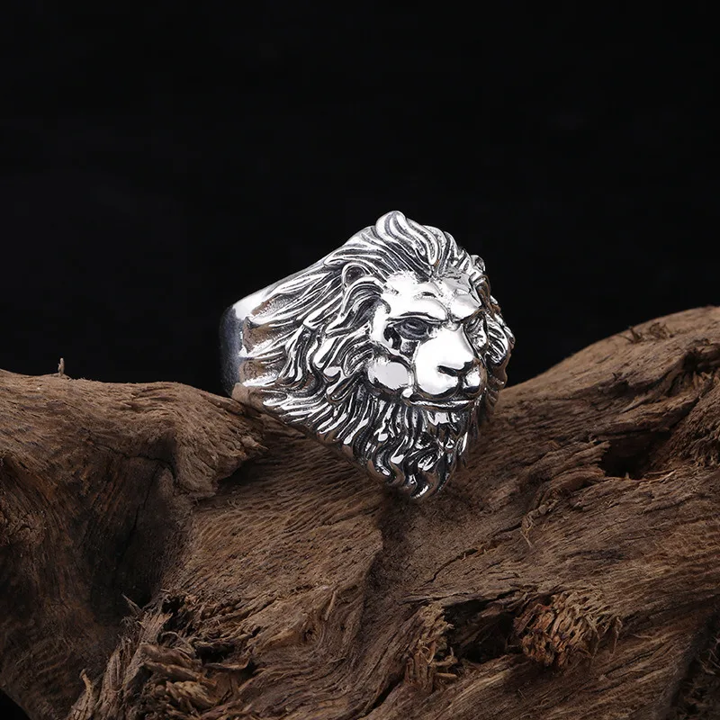 European and American personalized fashion retro domineering lion animal shape open men's adjustable ring