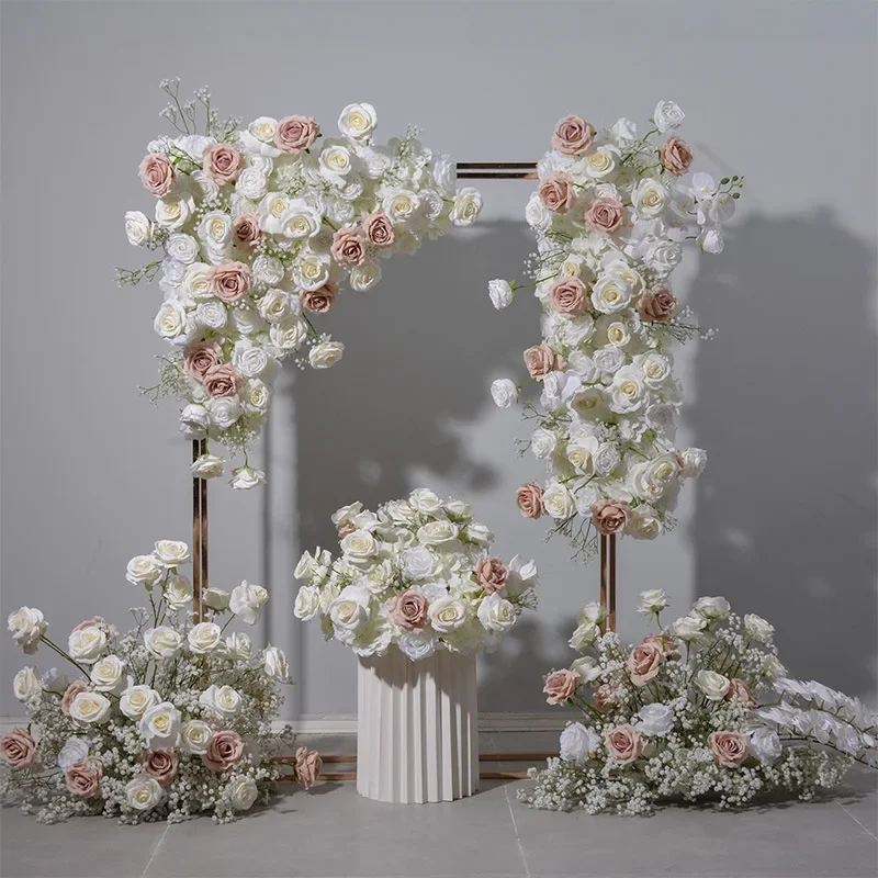 

Artificial Flowers Wedding Backdrop Decoration Floral Arrangement Decor Long Runner FLower Row Road Lead Flower Ball Centerpiece