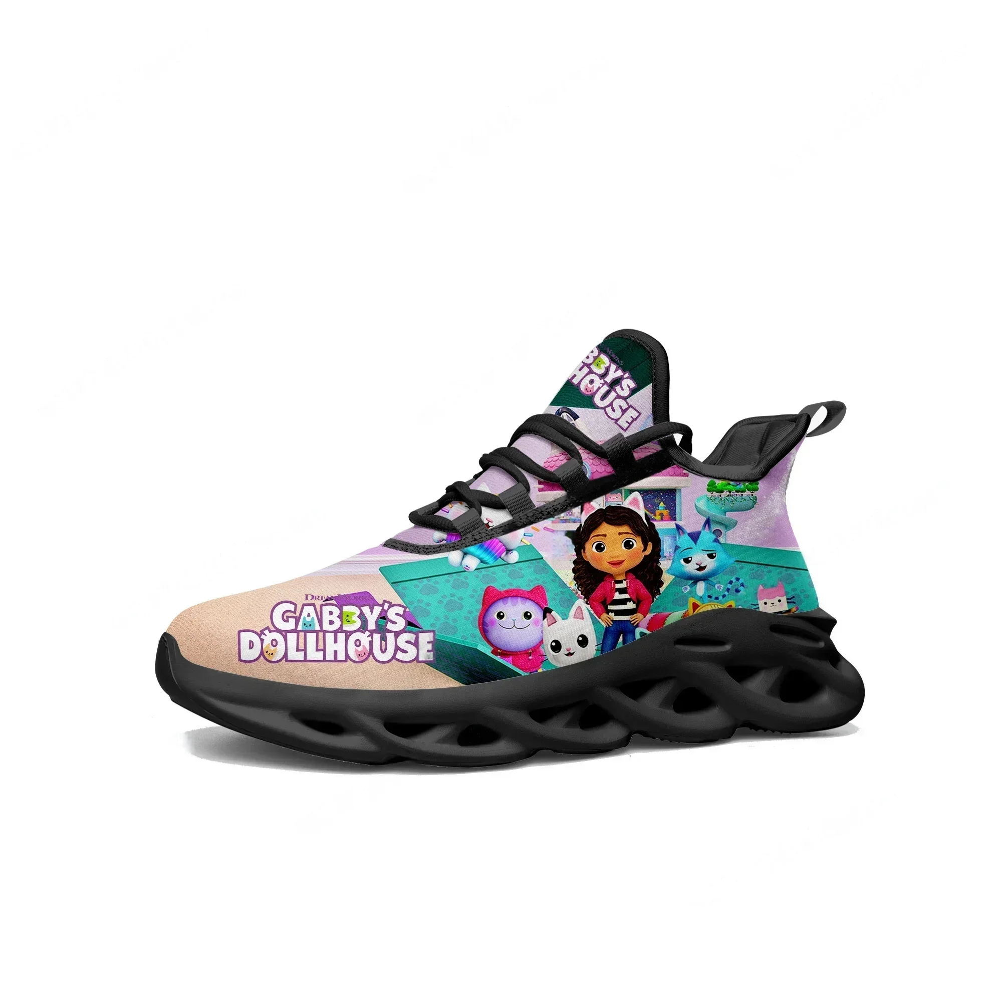 

Кроссовки GabbysDollhouse Flats для мужчин, женщин и подростков, спортивная обувь для бега, высококачественная обувь Gabbys в стиле аниме, на шнуровке, из сетчатого материала