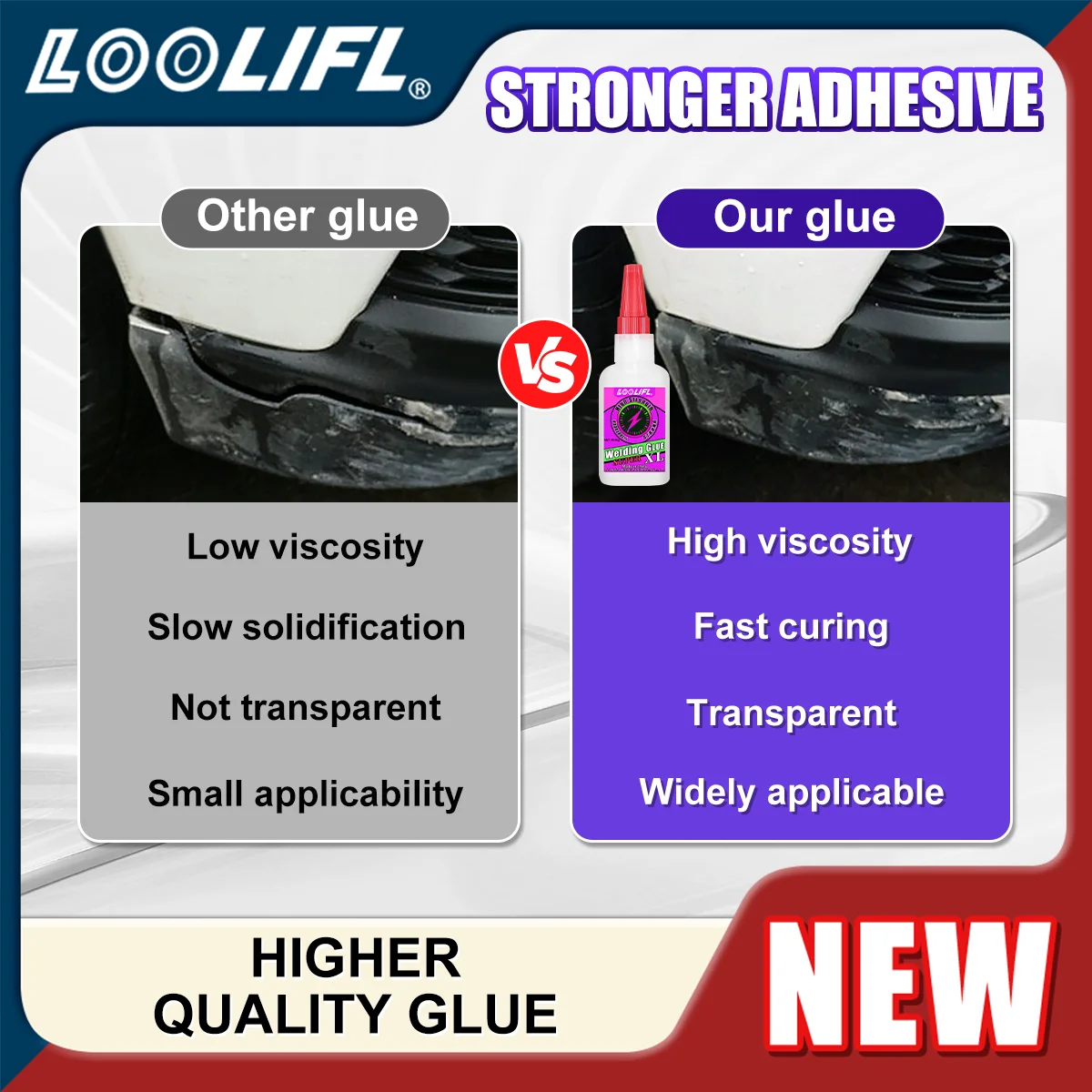 50g الغراء السوبر لديها قوة ارتباط عالية وتجفيف سريع، مما يجعلها خيار مثالي لإصلاح وتثبيت البلاستيك السيارات