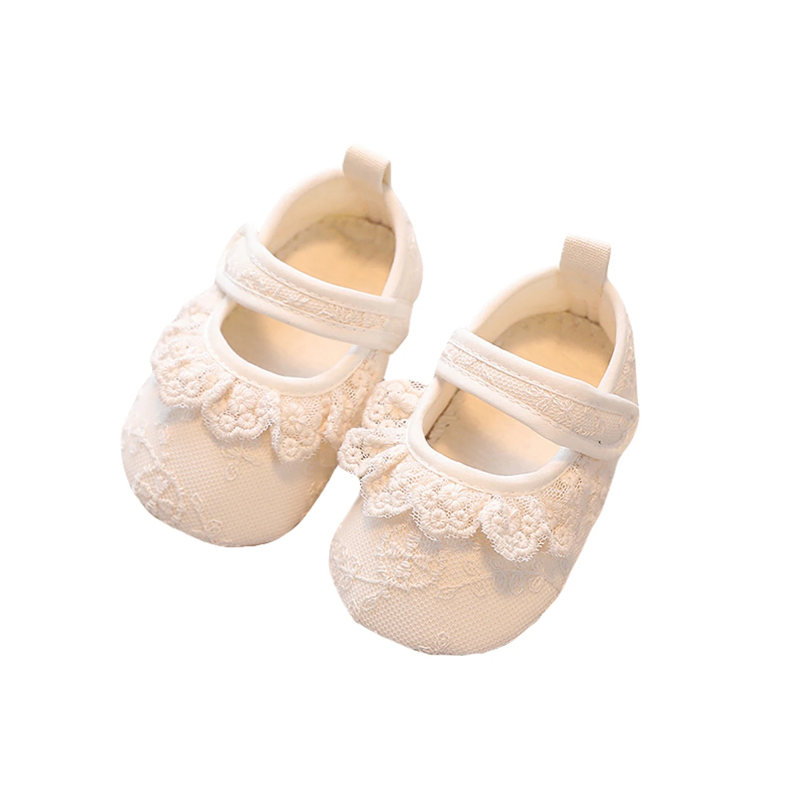 

2024 New Infant Baby Girls Shoes Spring Toddler Girls Non-Slip Soft Soled Lace Bowknot Flats Toddler First Walker Princess Shoes