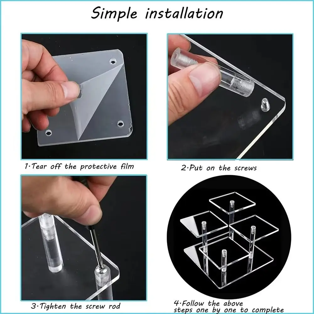 

Removable 4 Layers Display Stand Dust Proof Multi Layer Square Transparent Jewelry Holder Waterproof Portable