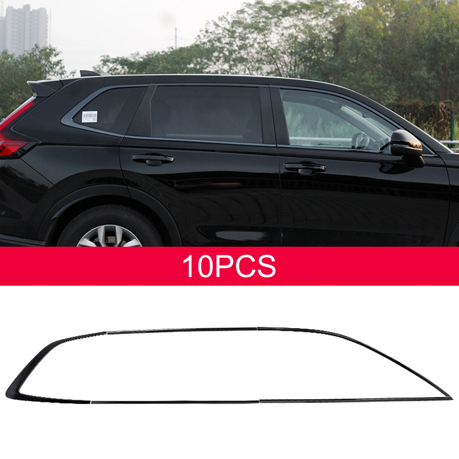 

Car Accessories For Honda CR-V CRV 2023 2024 ABS Piano Black Full Window Sill Strip Molding Cover Trim 10pcs