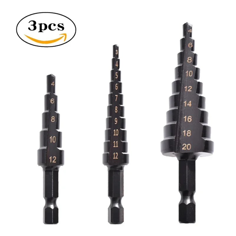 ชุดดอกสว่านโคบอลต์ HSSHSS 3 ชิ้น/ชุด ขนาด 3-12/4-12/4-20 มม. ดอกเจาะรูโลหะ รีมเมอร์ แบบตรง หัวหกเหลี่ยม สำหรับเจาะรู