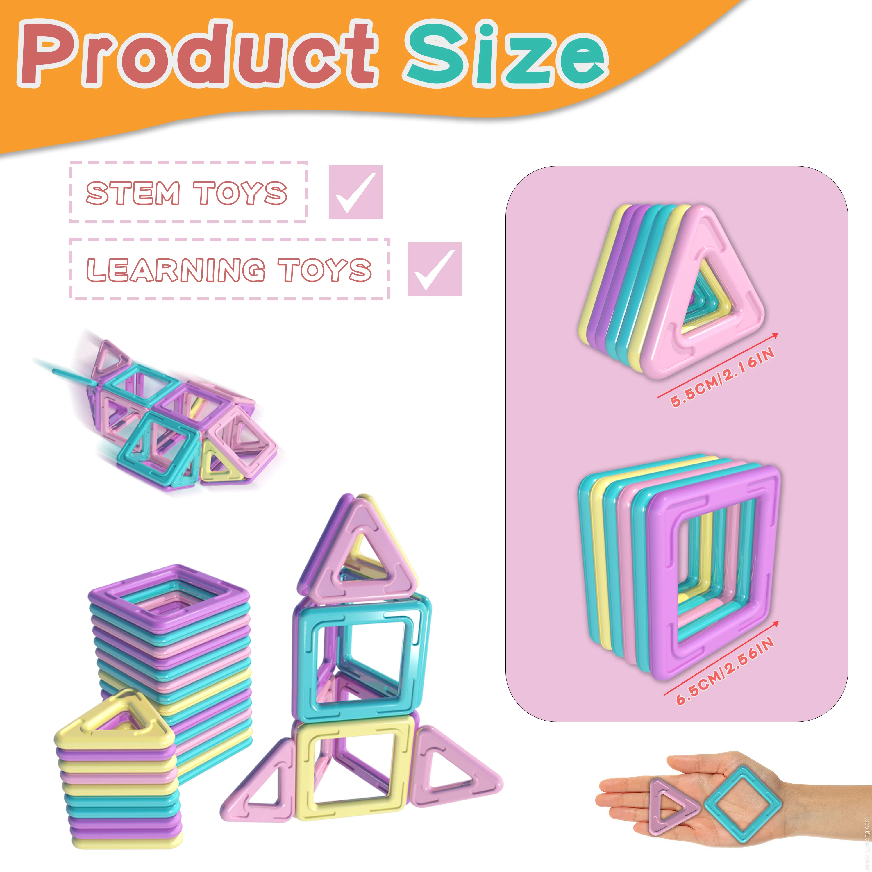 Magnetyczne klocki konstrukcyjne DIY, pastelowe zabawki STEM, zabawki konstrukcyjne, edukacyjne zabawki magnetyczne, losowe kolory.