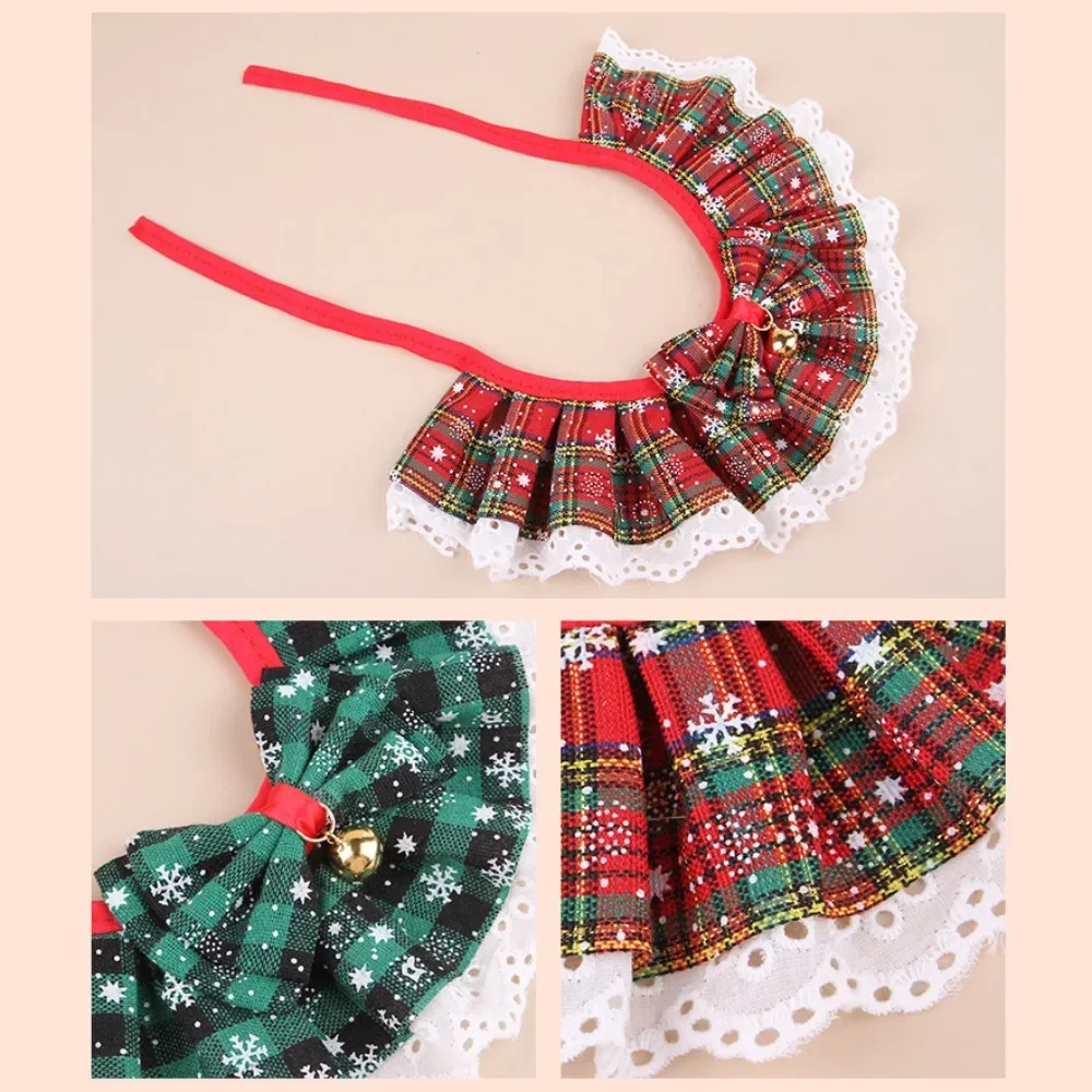 رائعتين عيد الميلاد منقوشة طوق بكلاب مع حافة الدانتيل أربعة ملونة وشاح للحيوانات الأليفة منشفة للكلاب