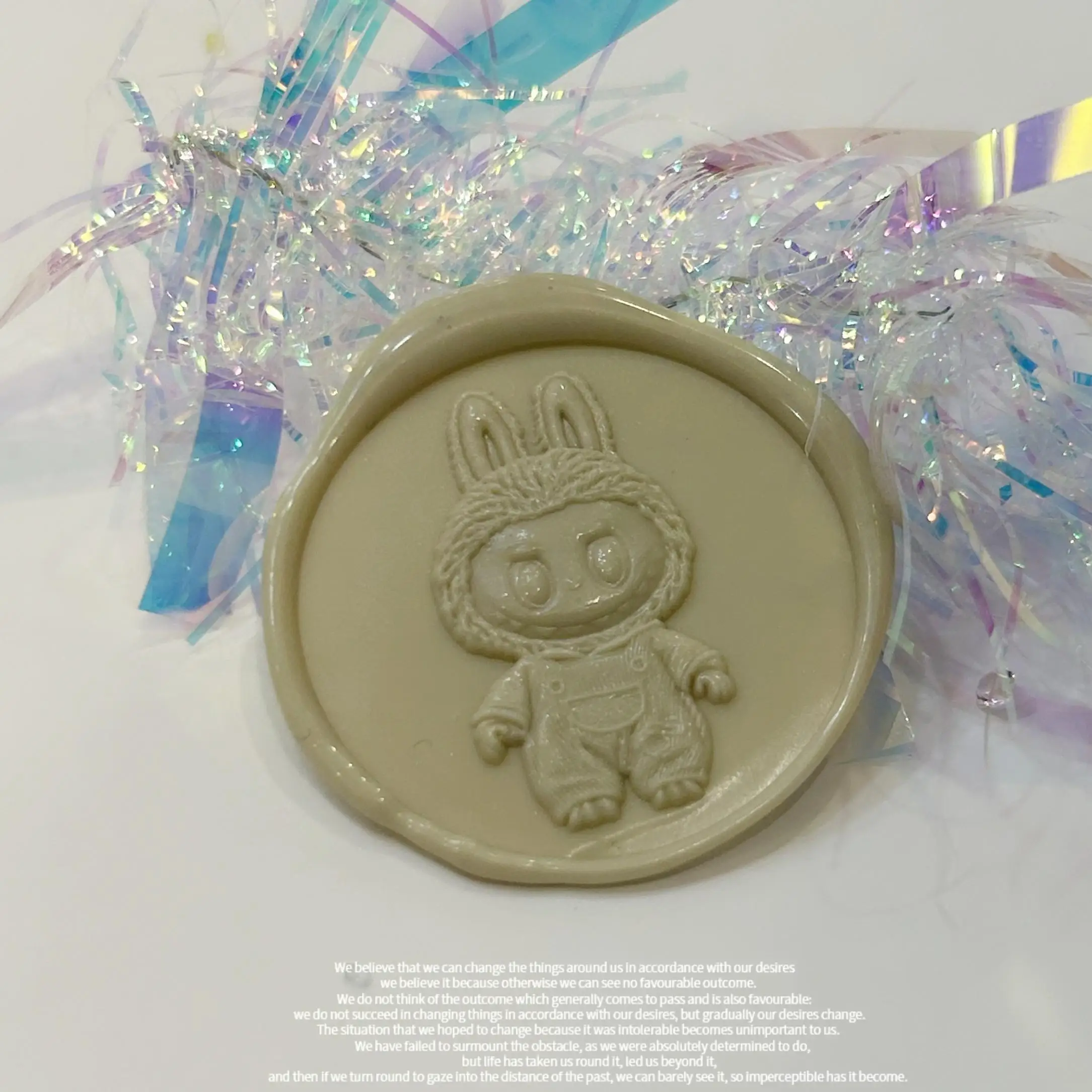 Labubu Fire Seal Seal Head Multi-Layer Relief Cute Fine Carved Copper Head Invitation Envelope Sealing Stamp Toy