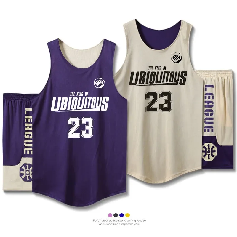 مجموعة زي كرة السلة على الوجهين للرجال والنساء، زي فريق التدريب والمنافسة، رقم مطبوع قابل للتخصيص