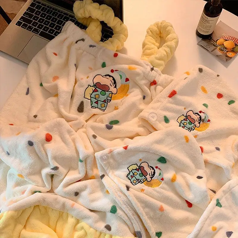 크레용 신짱 귀여운 만화 애니메이션 크리 에이 티브 카와이 편안한 통기성 흡수성 속건성 목욕 스커트 헤어 드라이어 모자 썸네일 5