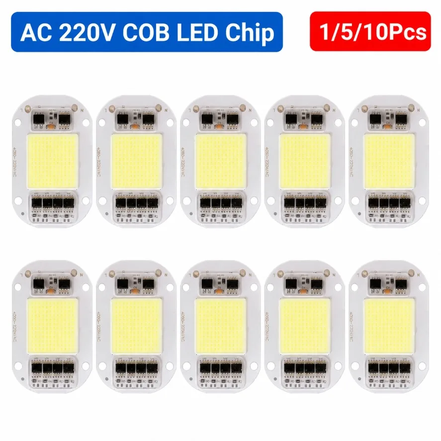 1/5/10Pcs 50W AC220V COB LED Chip No Need Driver Smart IC LED Lamp Bead Cold White for DIY Floodlight Spotlight Lighting