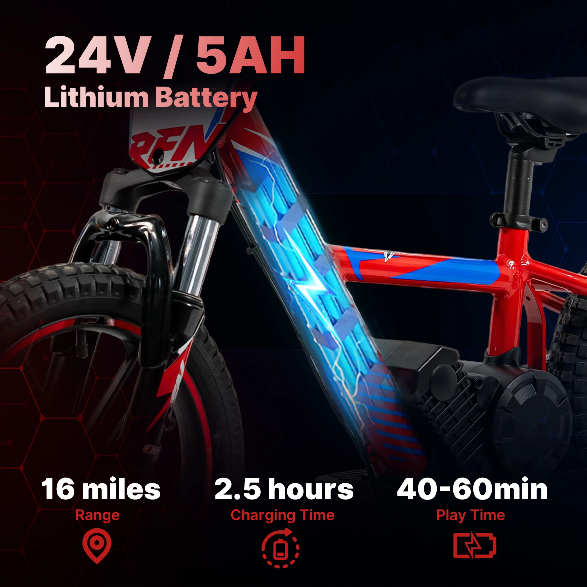 Elektryczny motocykl terenowy RFN Warrior dla dzieci – 36V 500W, prędkość 30 km/h, zasięg 18 km, 3 biegi, dla dzieci w wieku 4-8 lat