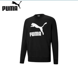 Original Puma Classics Logo Printed Sport Crew-Neck Sweatshirt Men's Black 531366-01