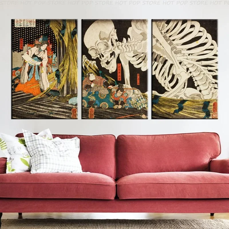 Japanese Skeleton Spectre Takiyasha Witch Canvas Painting Wall Art for Bedtoom Decor Gift