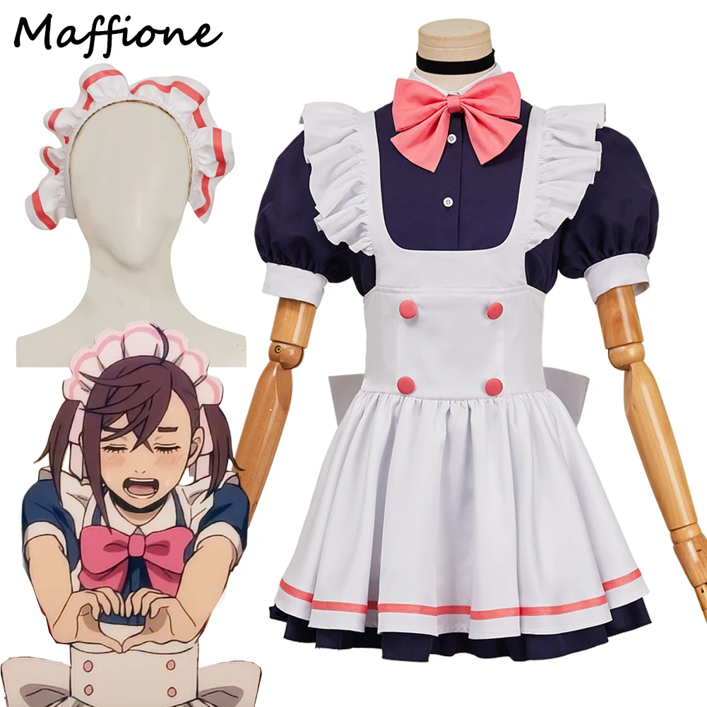 Anime Dan Dadan Momo Ayase Cosplay Maid Dress Costume Headgear Headband Women Adult Girls Fantasia Clothing Halloween Suits