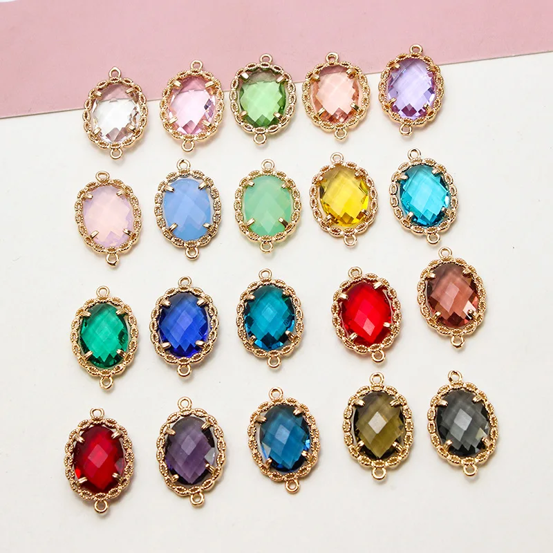 10pcs/ Set Fashion transparent Crystal Rhinestone lace Oval Pendant DIY Earrings Necklace accessories materials
