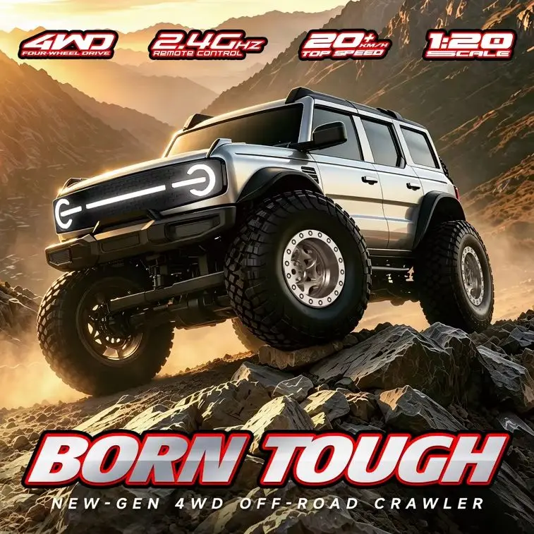 New RC Rock Crawler, 1:20 Full Scale 4WD Simulation Pickup Model Car, Remote Control Off-road Truck Toy for Hobby