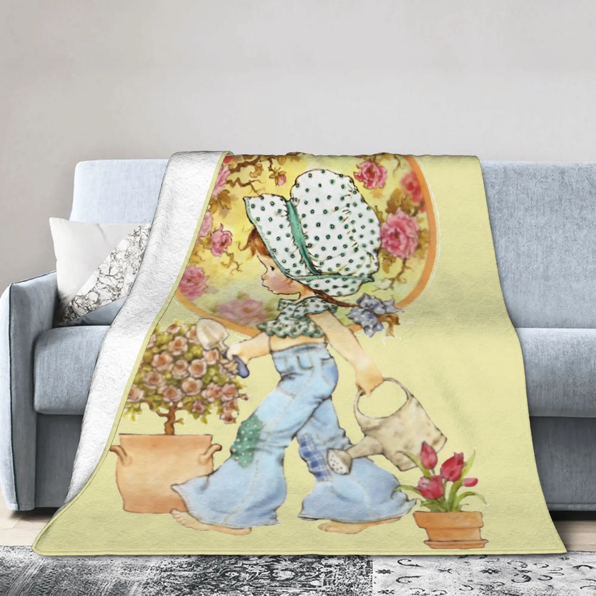 Sarahs Kays  Roses and Watering Can Blanket Cover Flannel  Super Soft Throw Blanket for Bedroom Sofa Bed Rug