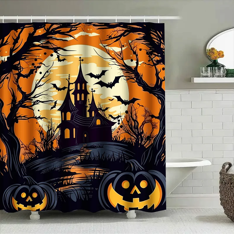 

Tuniu жуткий Хэллоуин замок фон темно-серый черный летучая мышь тыква украшения для ванной комнаты детская комната подростковая спальня