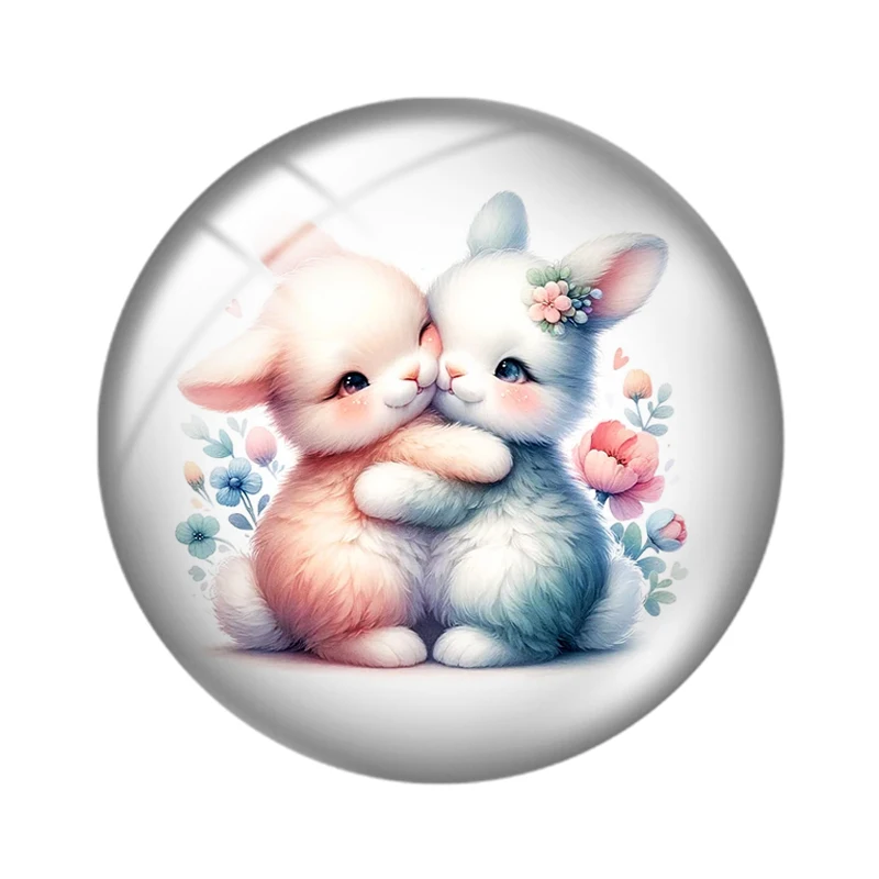 Whimsical baby animals sublimation 12mm/16mm/18mm/25mm Round Photo Glass Cabochon Demo Flat Back Making findings