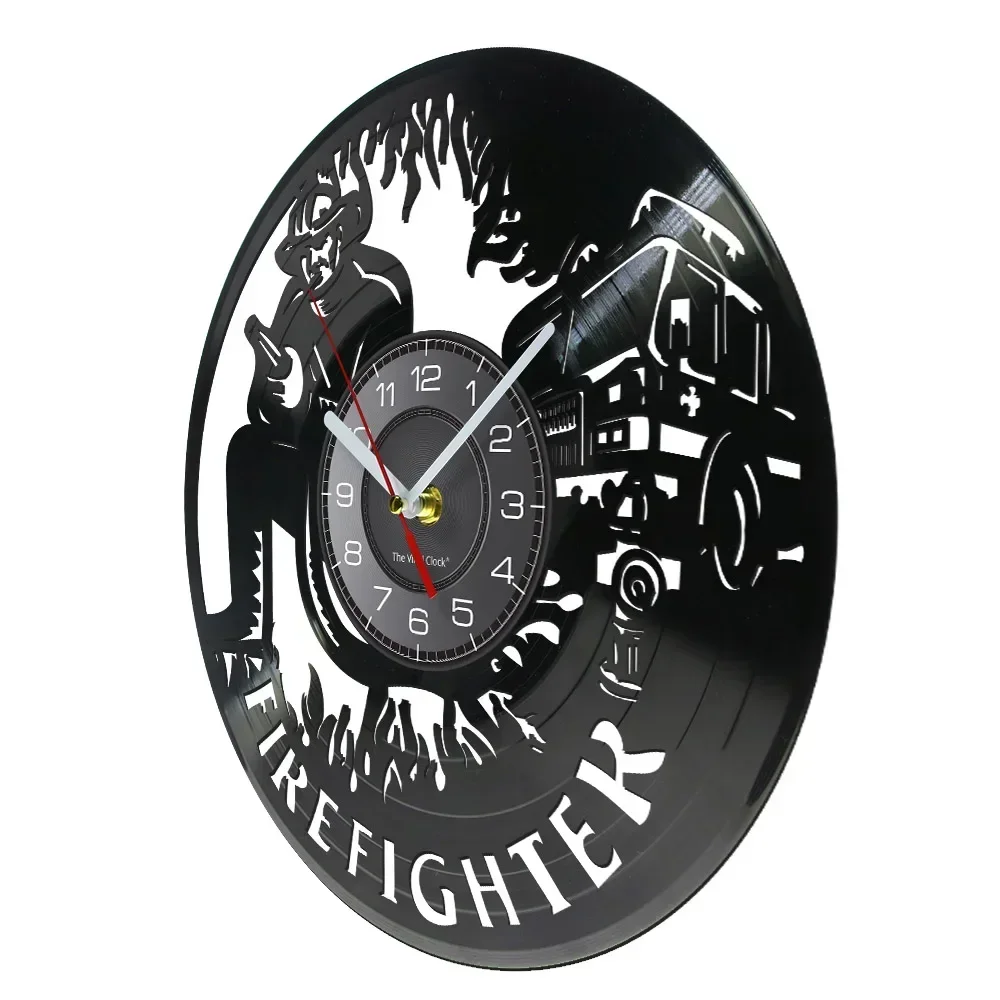 Firefighter Wall Clock Firemen Personalised Vinyl Music Record Clock Fire Fighting Truck Clock Fire Dept Wall Decor Fireman Gift