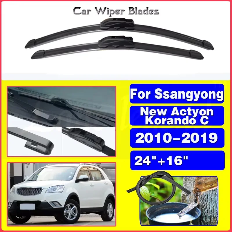 

Car Wiper Front Wiper Blades Set For SsangYong New Actyon Korando C 2010 - 2019 Windshield Windscreen Window 24"+16"