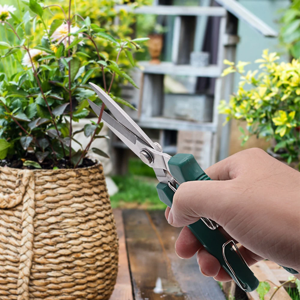 Tijeras de podar de cabeza recta, mango antideslizante, herramientas manuales de acero inoxidable, tijeras de jardín para bonsái domésticos, tijeras de podar