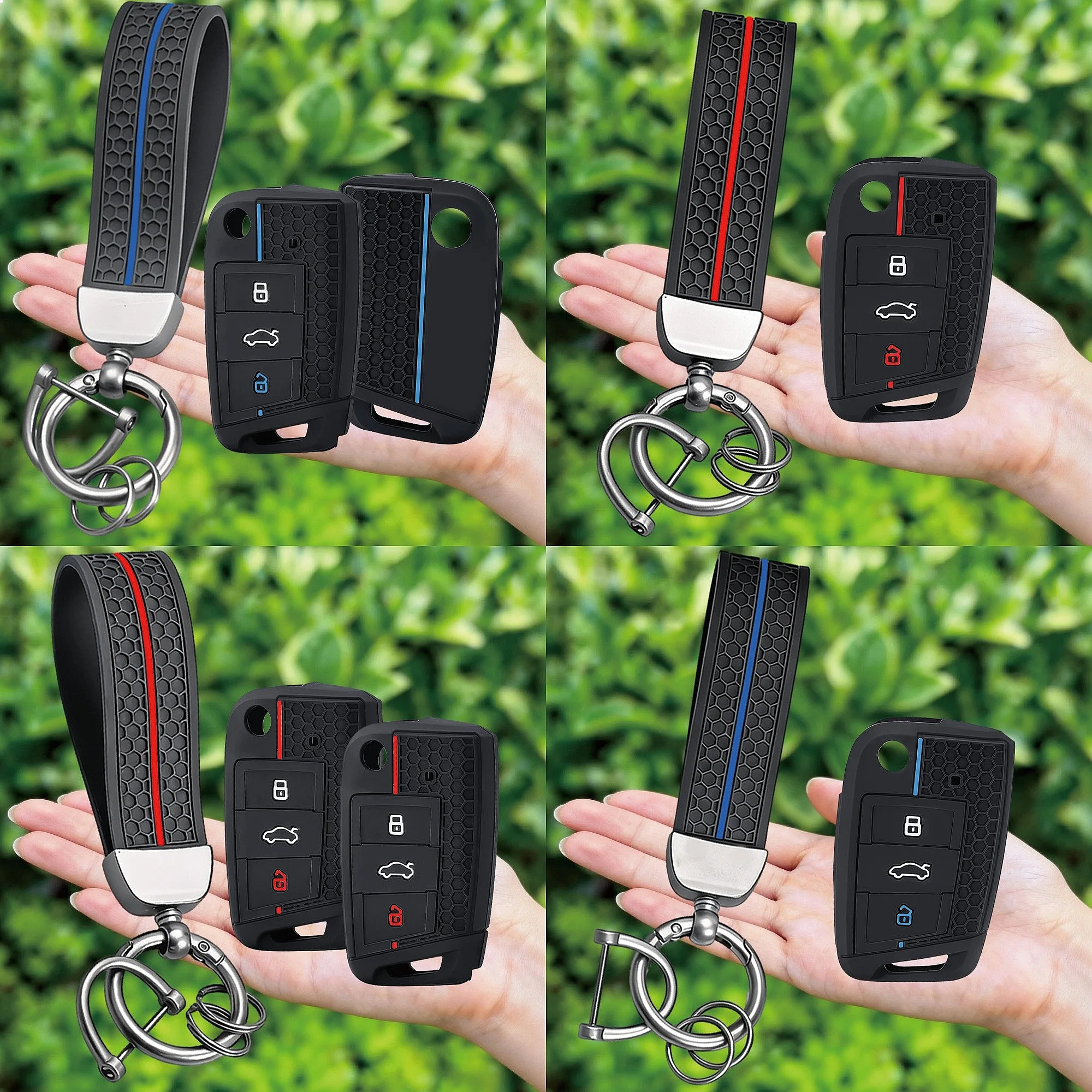 For VW Golf 7 GTI Polo T-Cross T-Roc Tiguan Skoda Octavia Kodiaq Seat Leon Key Case Cover Car Key Fob Shell Remote Key Cover