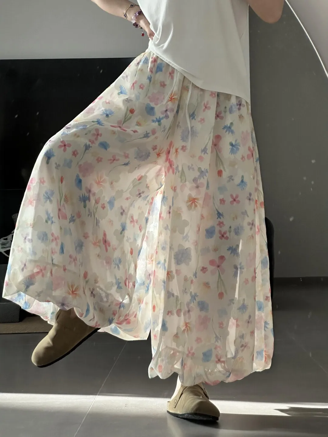 

Ladies Loose Wide Leg Pants Floral Print Lazy Sle plus Size Spring Slimming Bloomers Korean Sle Trendy High Waist Long Pants