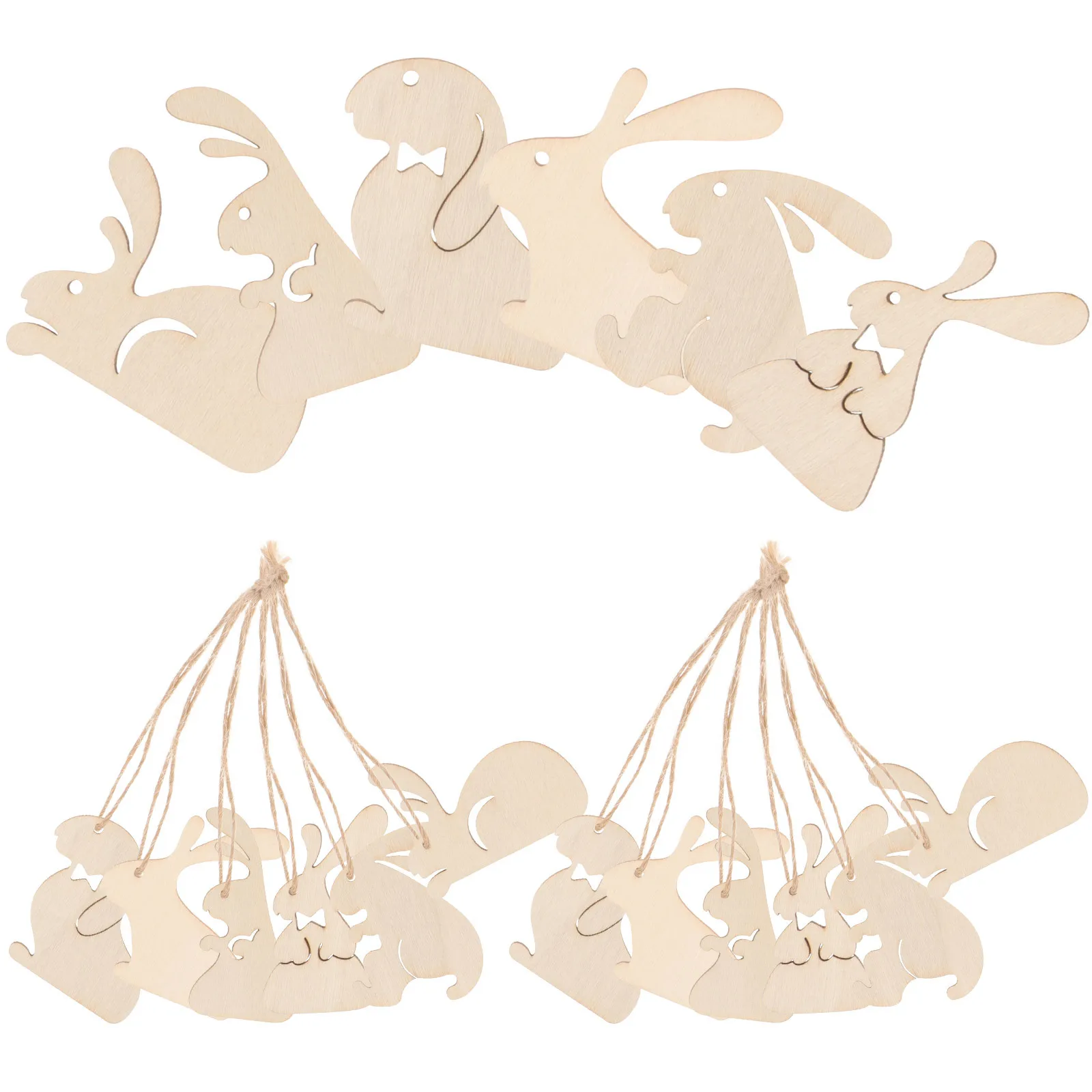 

25Pcs Easter Wooden Bunny Cutouts Unfinished DIY Crafts Decorations for Home Painting Graffiti Hanging Ornaments