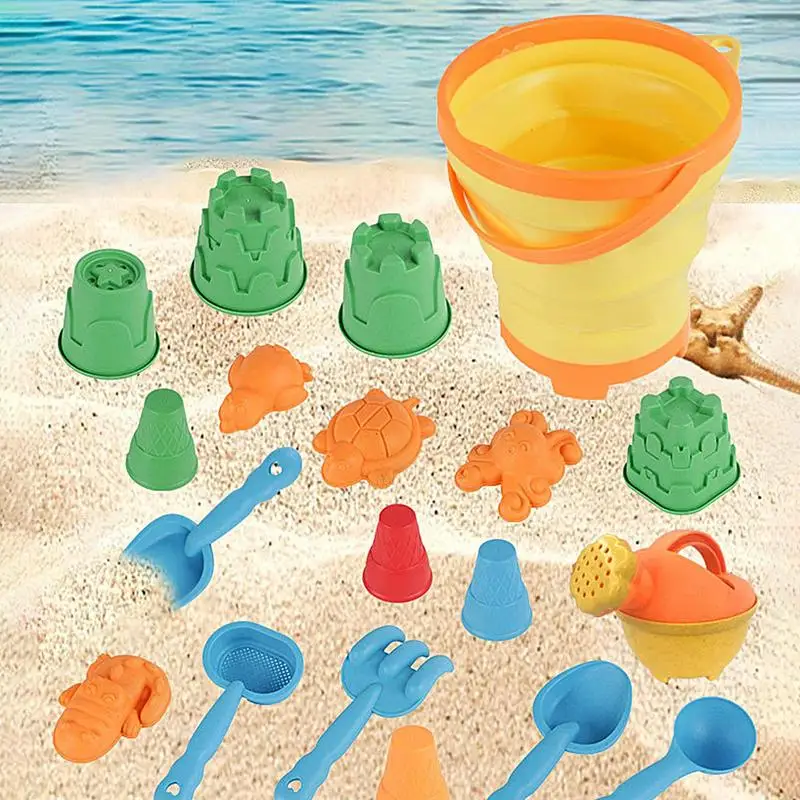 

Sand Castle Kit Sand Toy Set for Creative Play Bucket Shovel Sand Sifter 20Pcs Dig Stack Carve Build Sandcastles Sandbox Toys