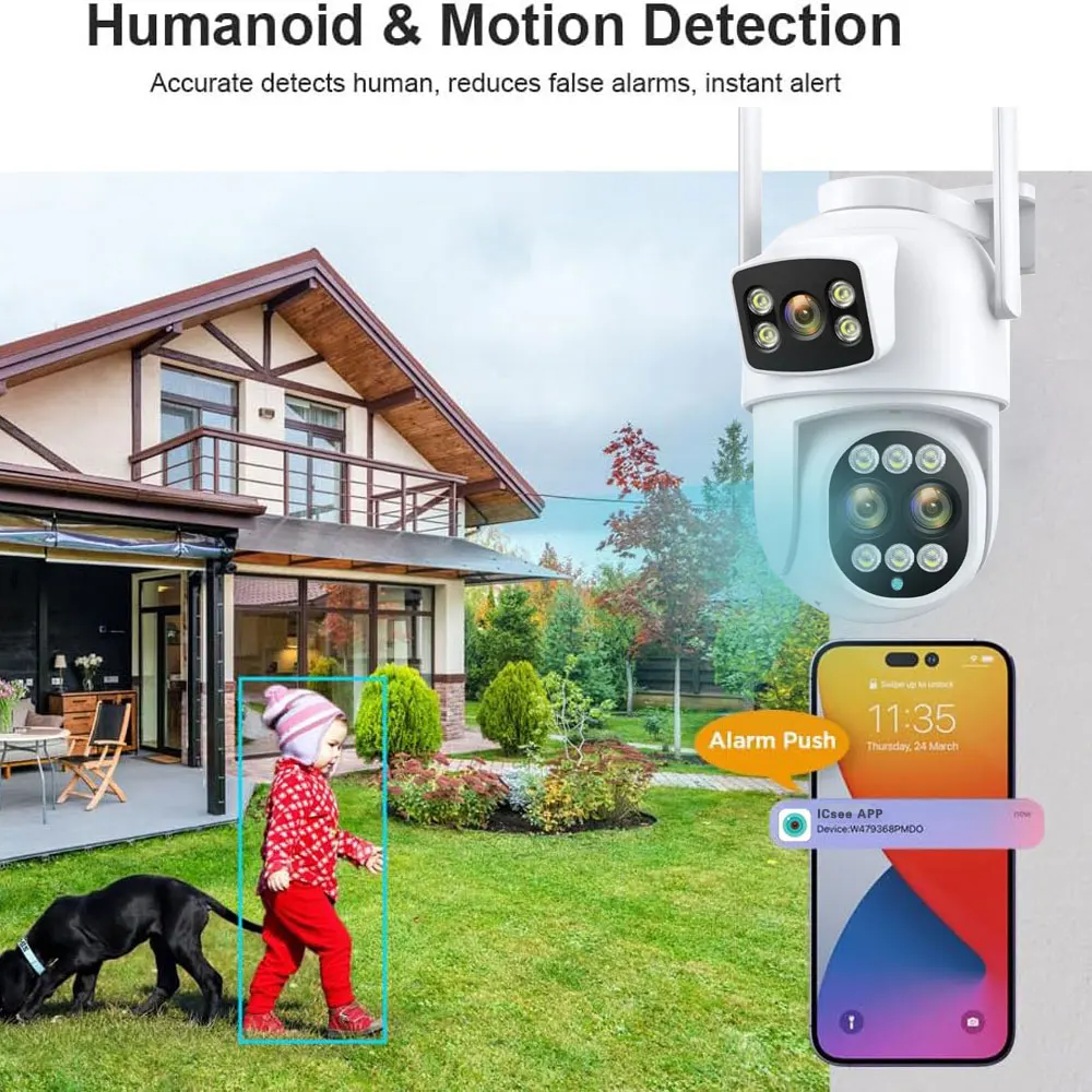 ICSEE 12MP PTZ WiFi Camera Buiten Dual Screen 8X Zoom Beveiliging CCTV Video Surveillance IP Camera