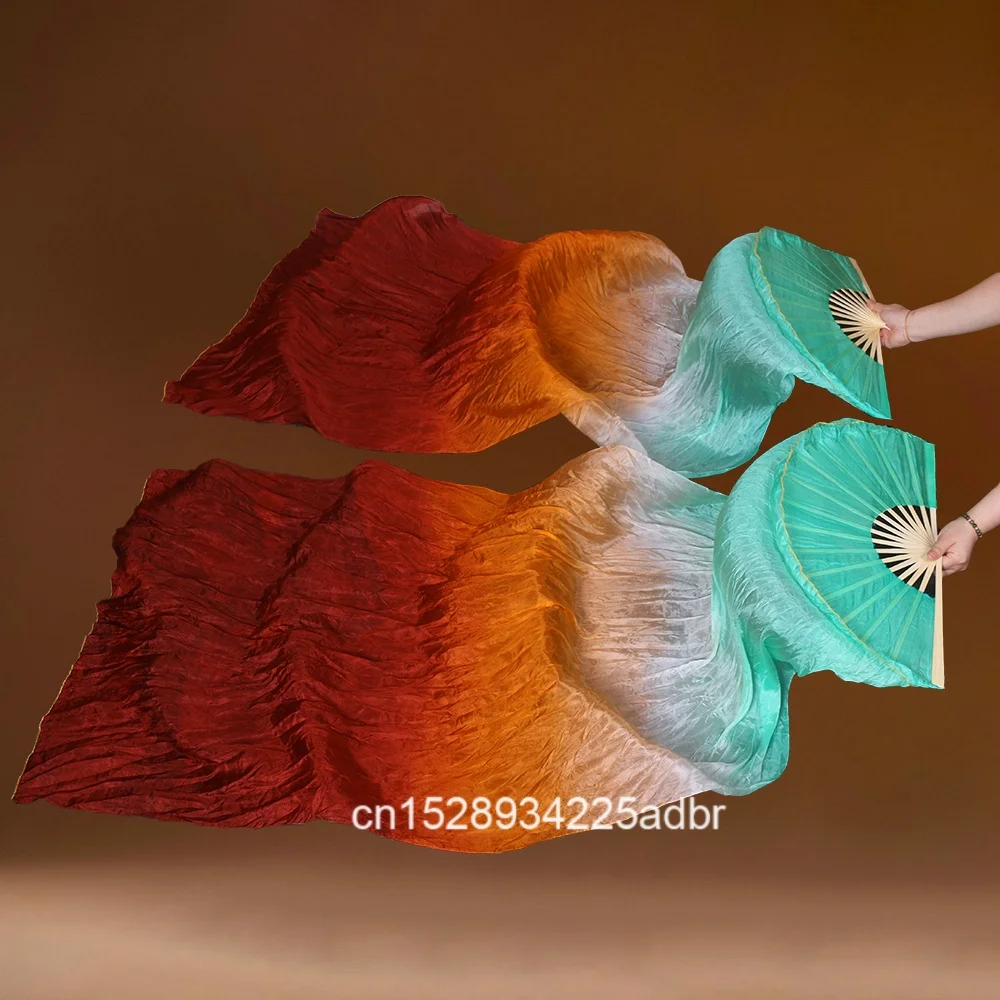 Women Belly Dance Silk Bamboo Long Fan Veils Props Belly Dance Worship Praise Pastel Green Flag Streamer Adults 180cm Adults