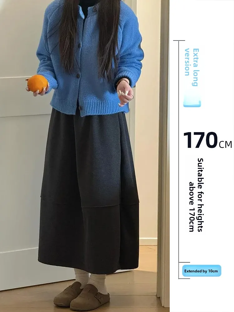 

Свободная юбка А-силуэта с высокой талией в корейском стиле, мягкая, удобная, шерстяная, весенне-летняя, женская юбка-зонтик, модная, повседневная