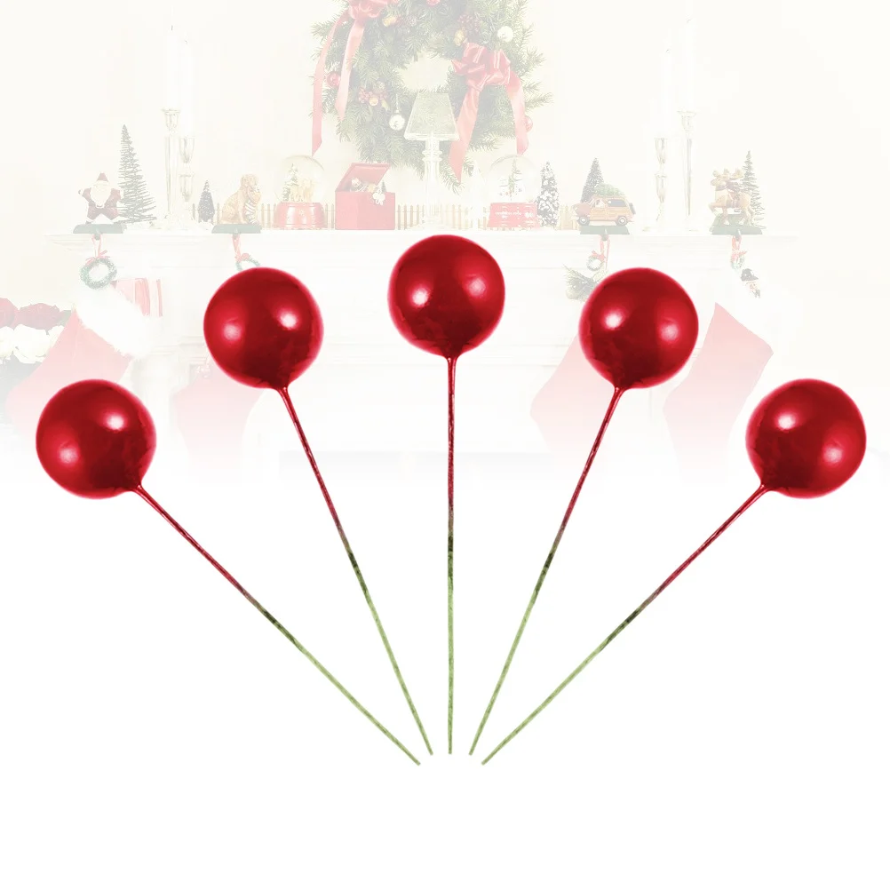 

100pcs 12Mm Christmas Decorative Berries Artificial Holly Red Fake Berry For Home Wedding Party Diy Craft Ornament
