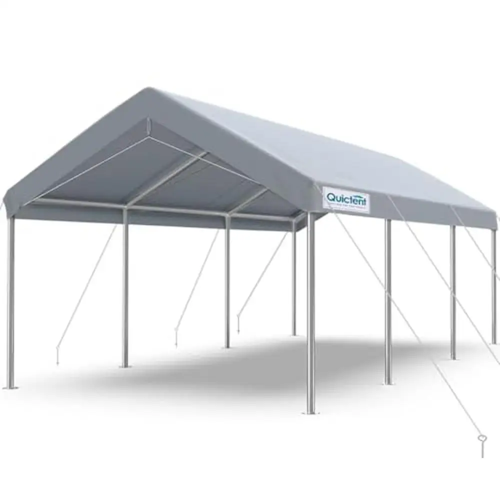 

10x20 Carport Canopy Shelter with Reinforced Steel Cables Heavy Duty Galvanized Car Boat Shelter Tear-proof UV Resistant Rust