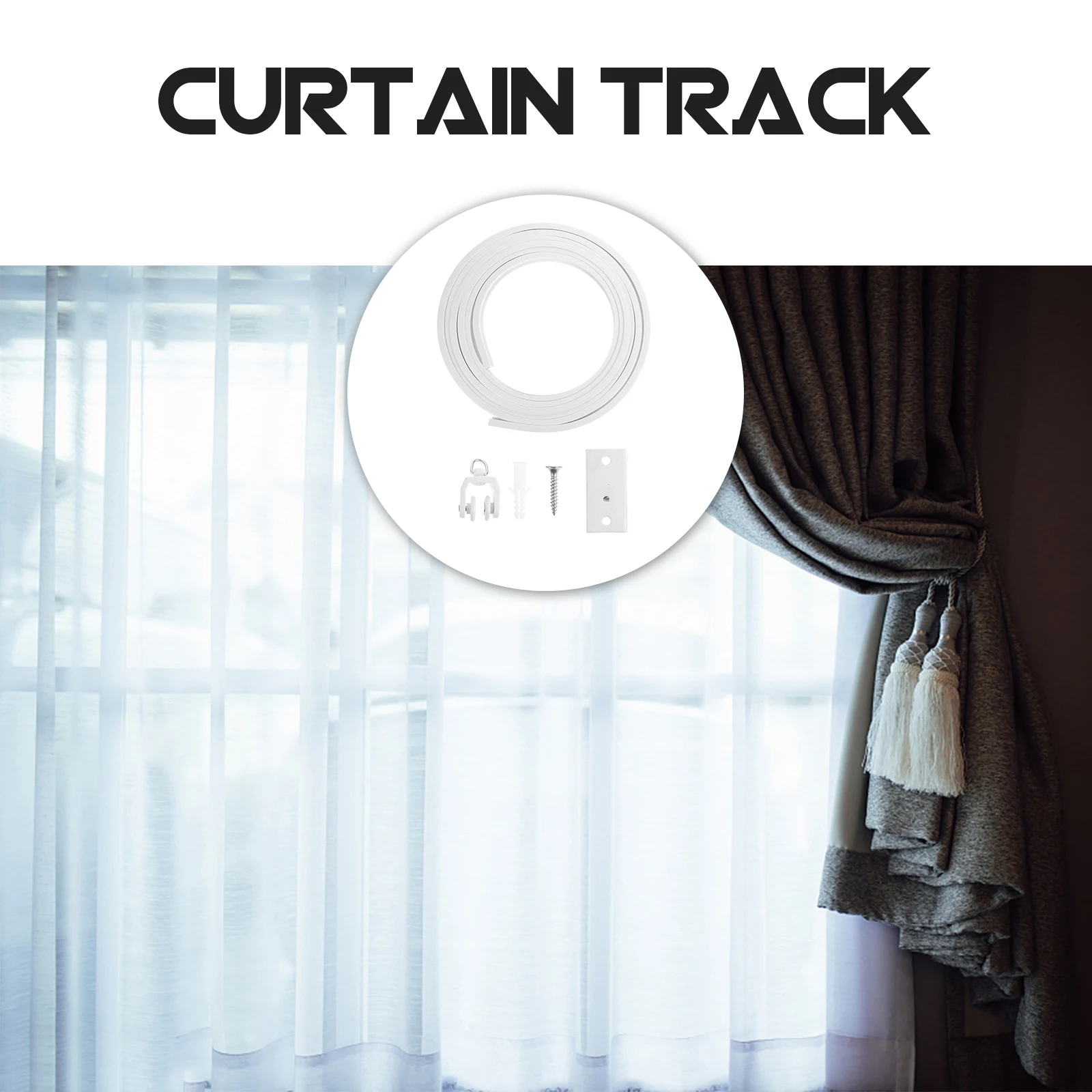 

5m Plastic Curtain Track Bendable Bendable Curtain Track U shaped Rails for Bay Windows Ceiling Mount System Room Divider Kits