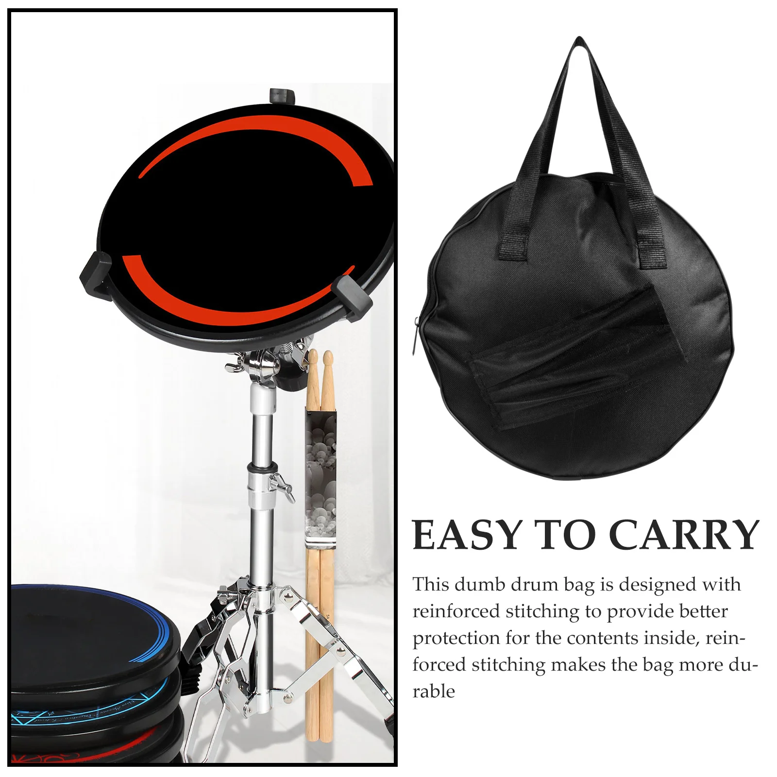 Dumb Drum Bag Oxford Cloth Portable Drum Practice Pad Case Thickened Storage Pouch For Percussion Instrument Carry