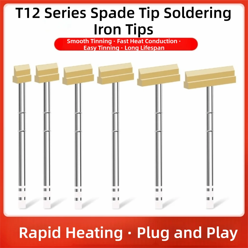 Brass Spade Soldering Iron Tip Smooth Tinning Shovel Shape T12 Spade Tip Fast Heat Conduction Detachable Soldering Tip