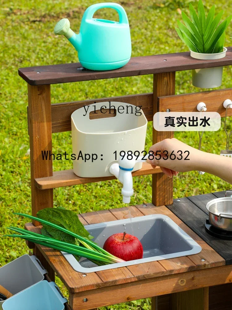 Zabawki kuchenne drewniane na zewnątrz AF, zabawki edukacyjne dla przedszkola, sad, warzywnica, przybory kuchenne, narzędzia.